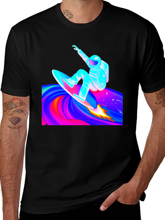 Astronaut Surfer Black T-Shirt