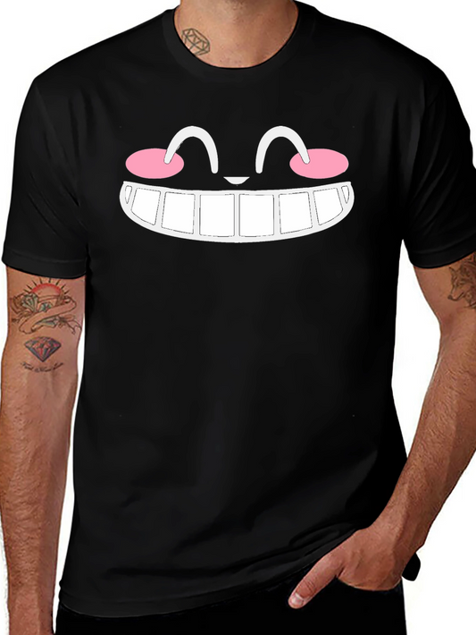Funny Cartoon Face Black T-Shirt