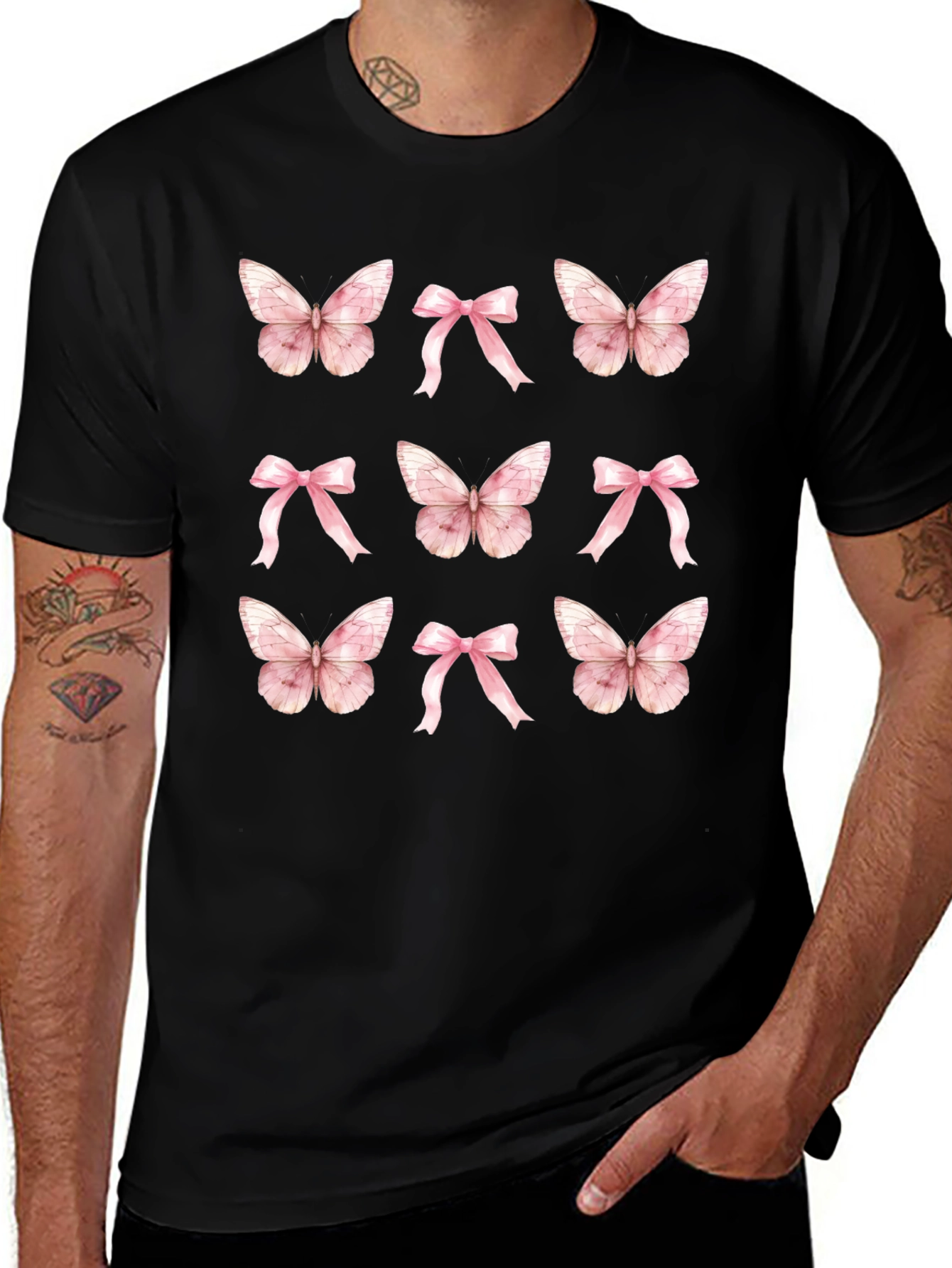 Butterfly & Bow T-Shirt - Cute Casual Top