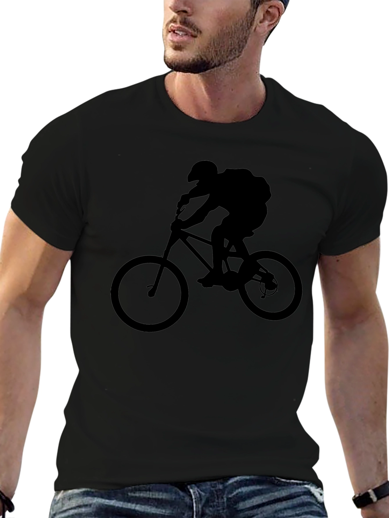 Mountain Bike Rider Graphic Tee - Black