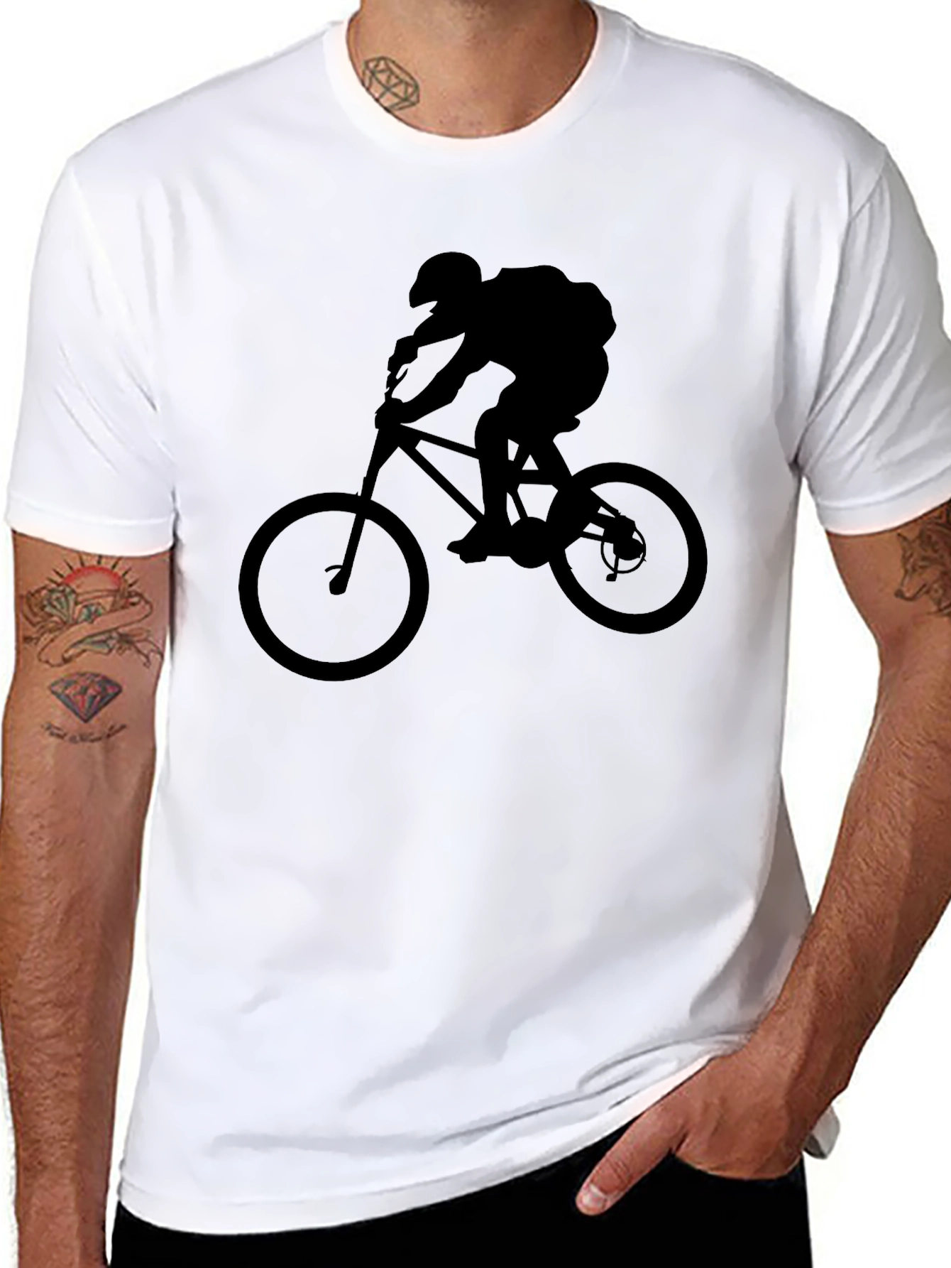 Mountain Bike Rider Graphic Tee - Black