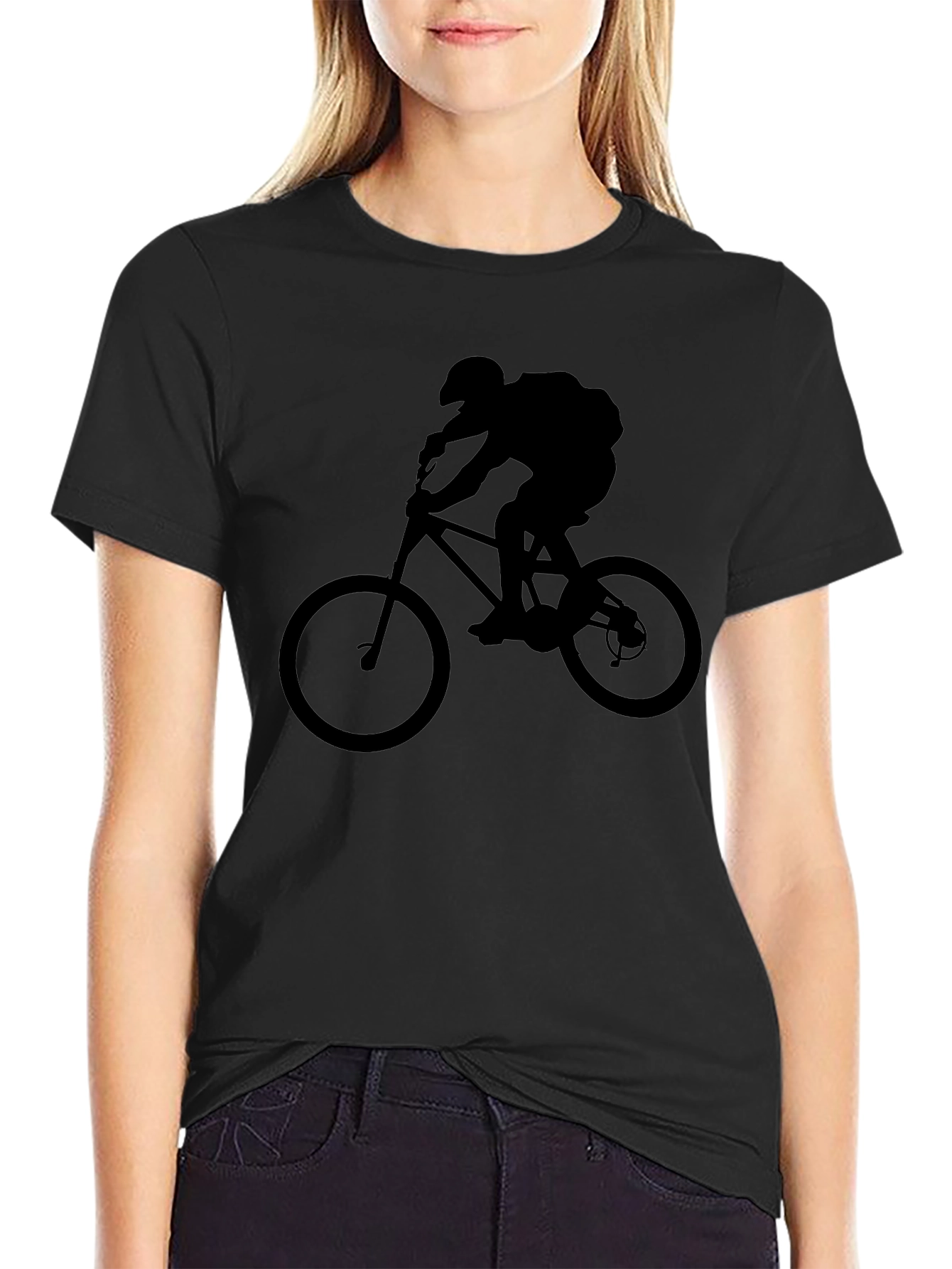 Mountain Bike Rider Graphic Tee - Black