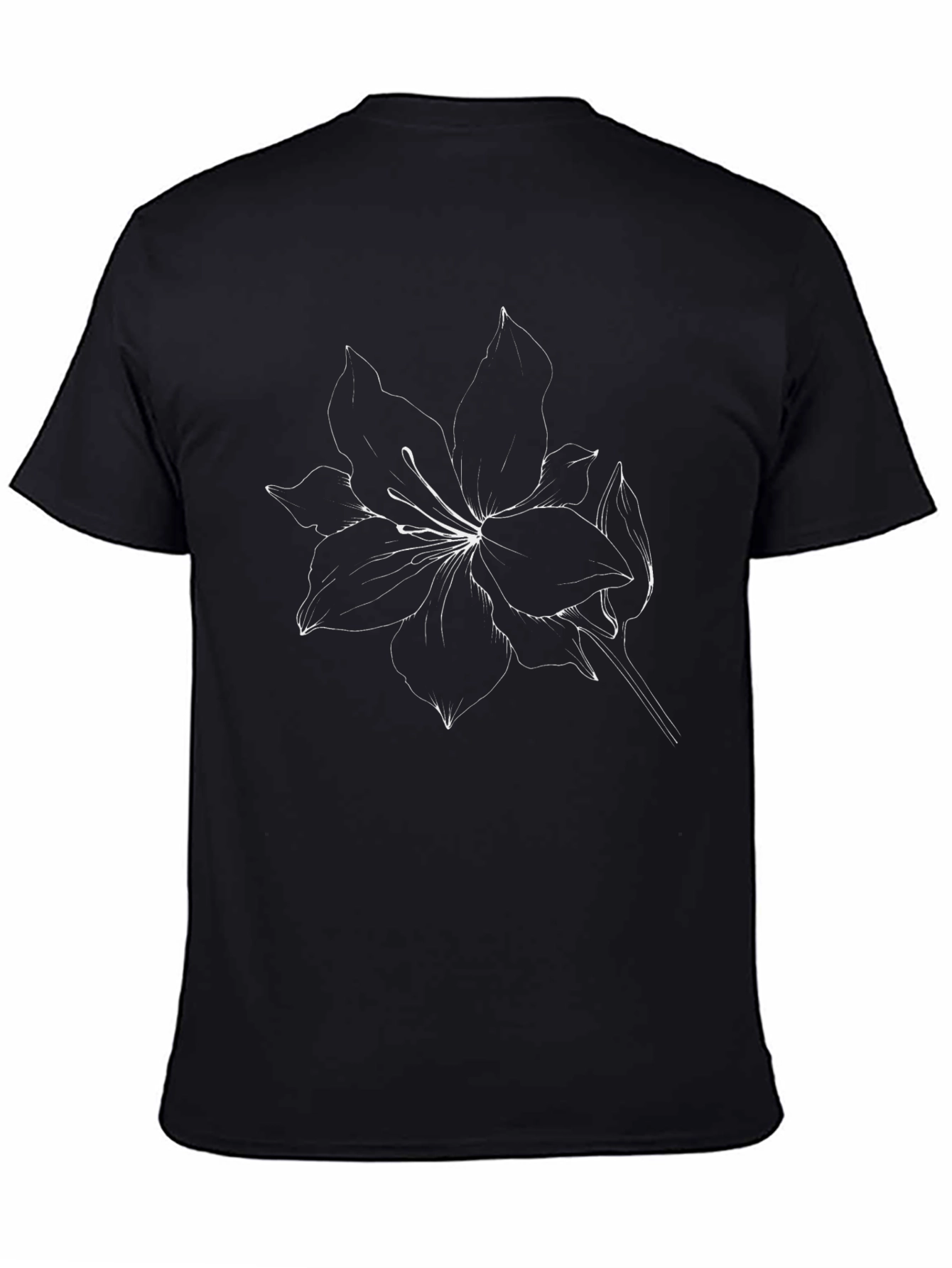 Floral Line Art T-Shirt - Black