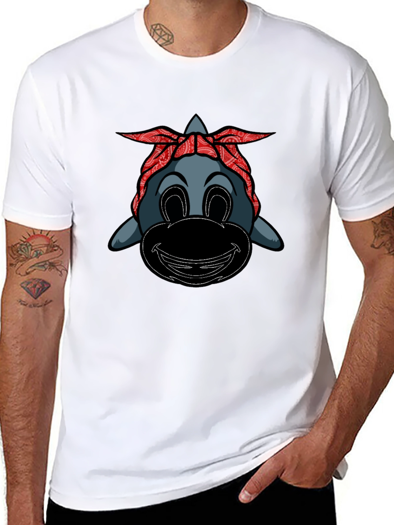 Cartoon Gangster Dolphin Graphic Tee