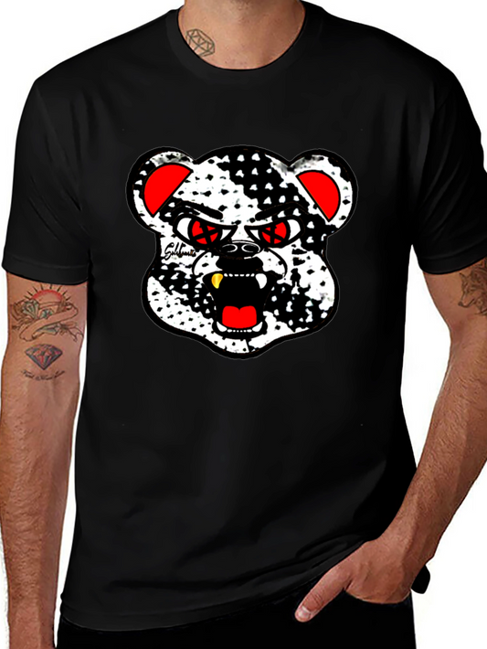 Edgy Bear Graphic Black T-Shirt