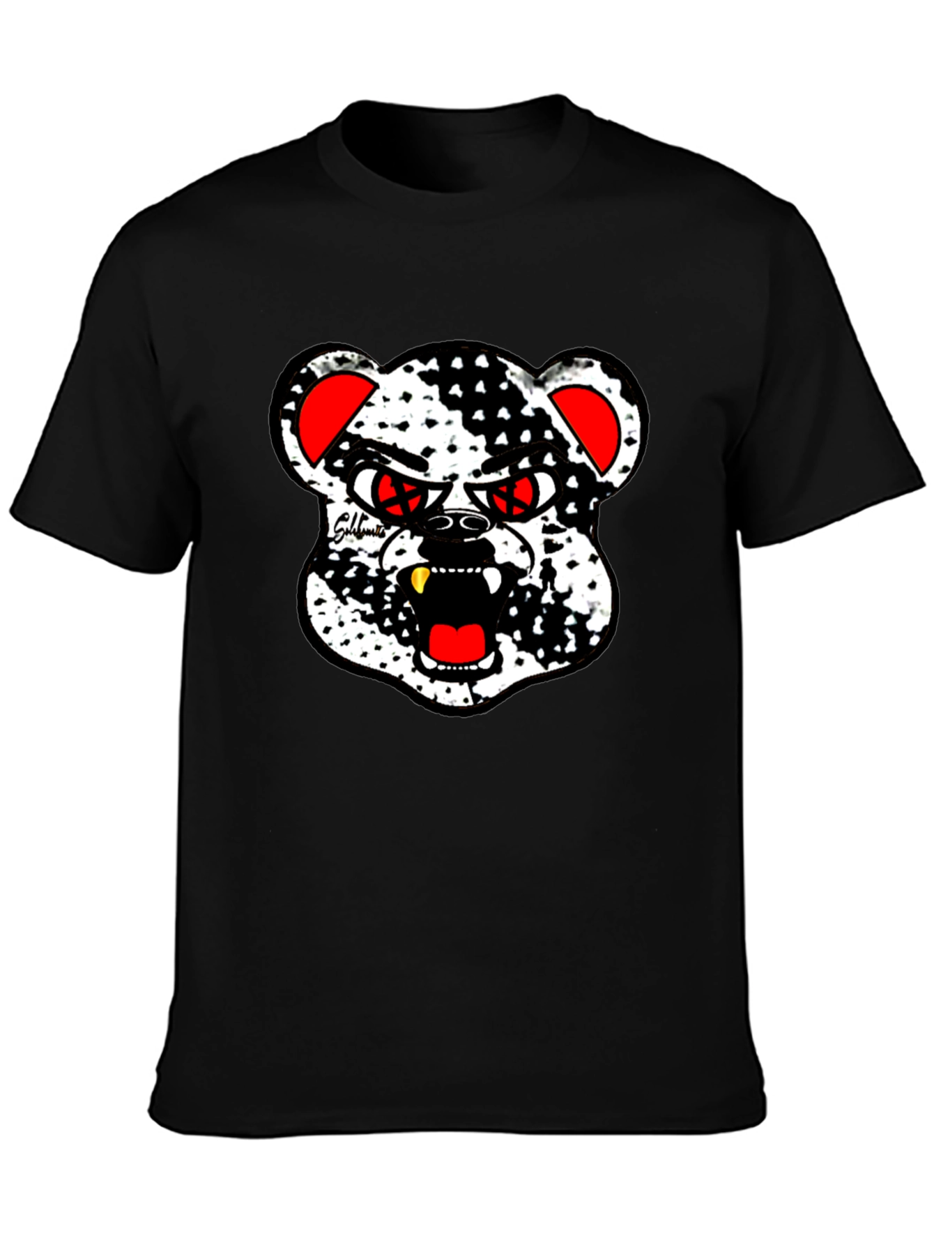 Edgy Bear Graphic Black T-Shirt