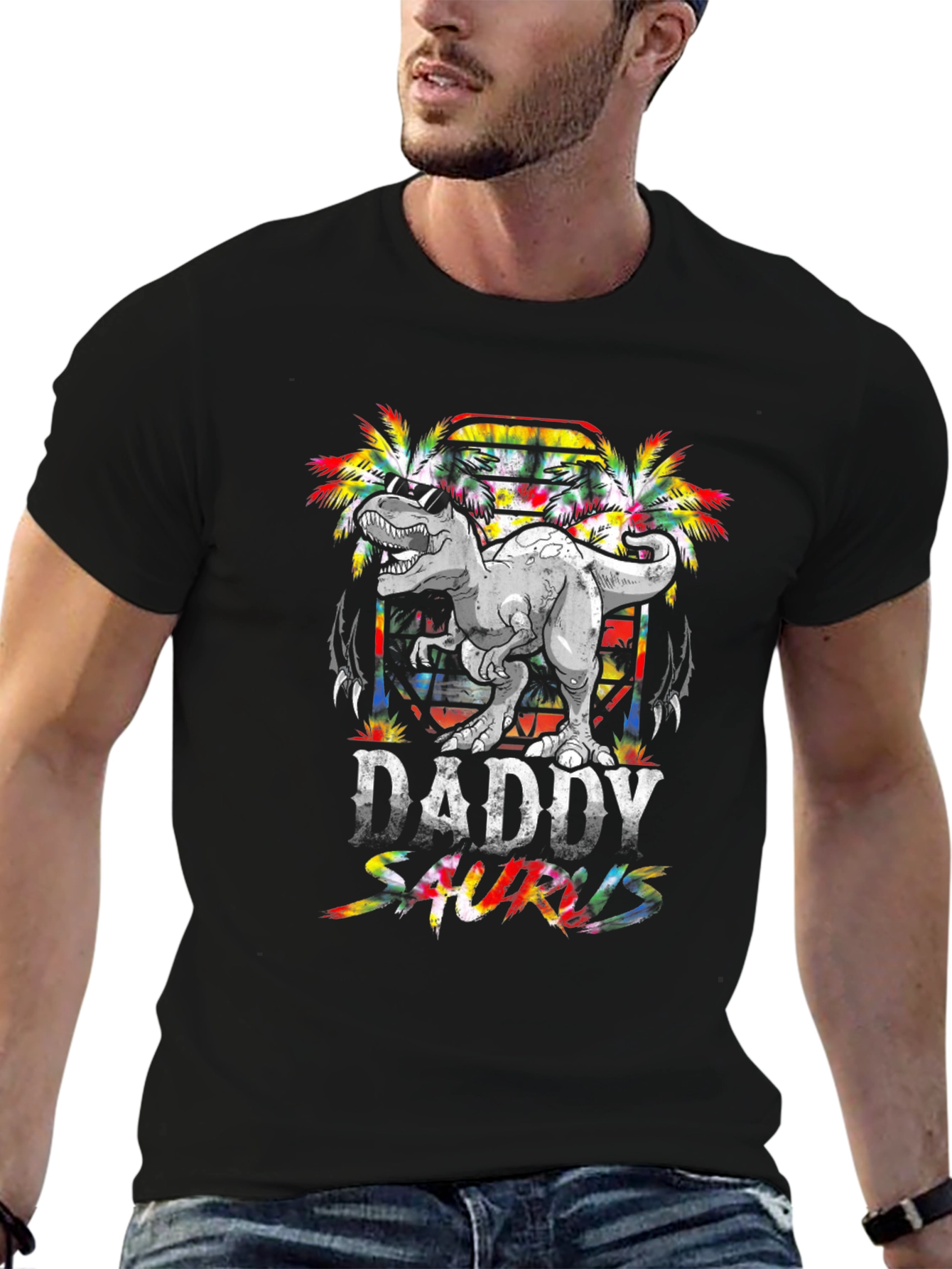 Daddy Saurus Black Graphic T-Shirt