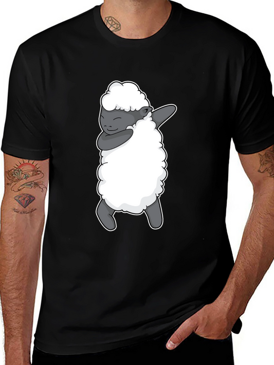 Dabbing Sheep Graphic Tee - Black Cotton T-Shirt