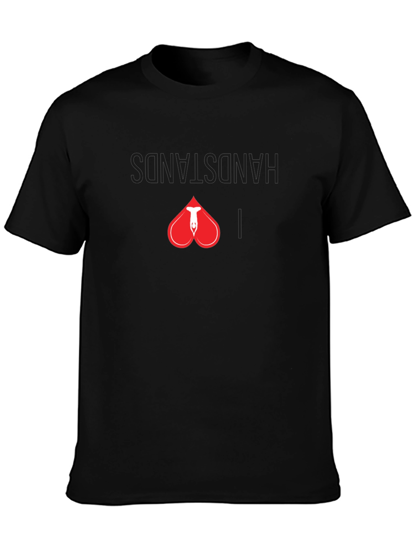 Handstand Heart Graphic Black T-Shirt