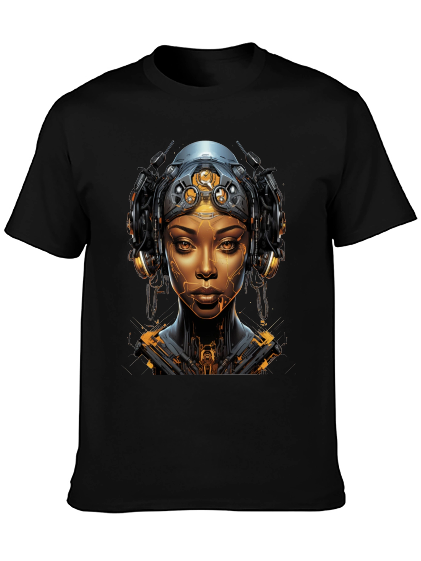 Cyberpunk Woman Graphic Tee - Futuristic Streetwear
