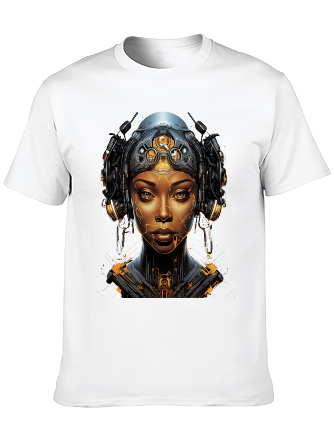 Cyberpunk Woman Graphic Tee - Futuristic Streetwear