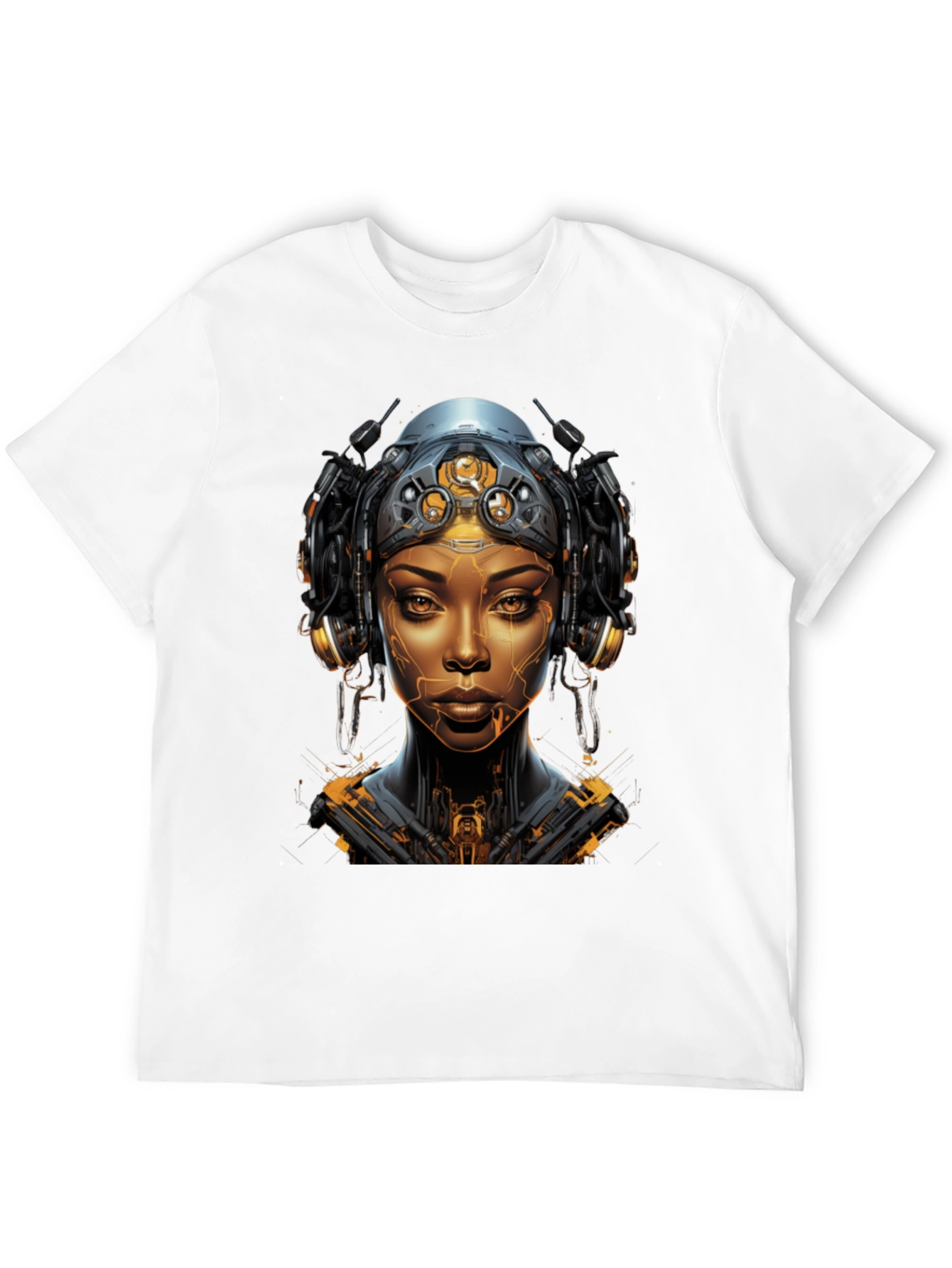 Cyberpunk Woman Graphic Tee - Futuristic Streetwear