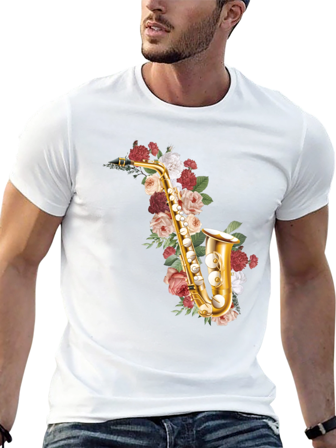 Floral Saxophone Graphic Tee