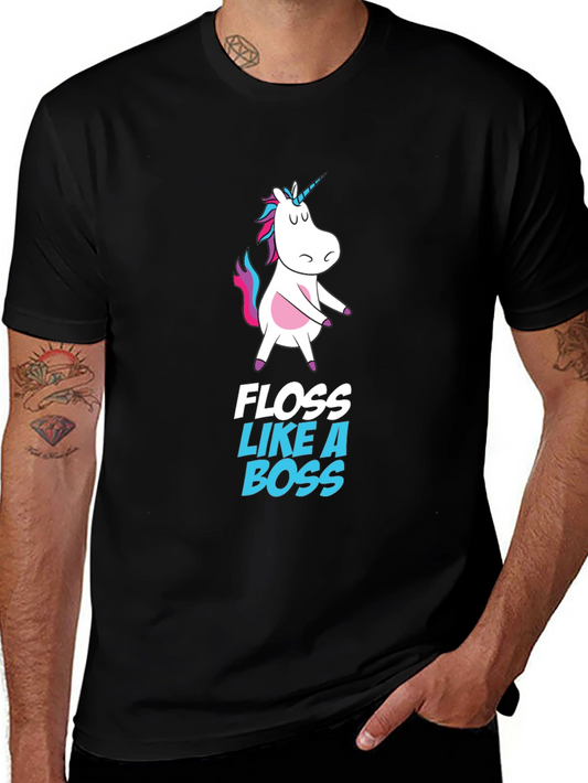 Unicorn Floss Like A Boss Black T-Shirt