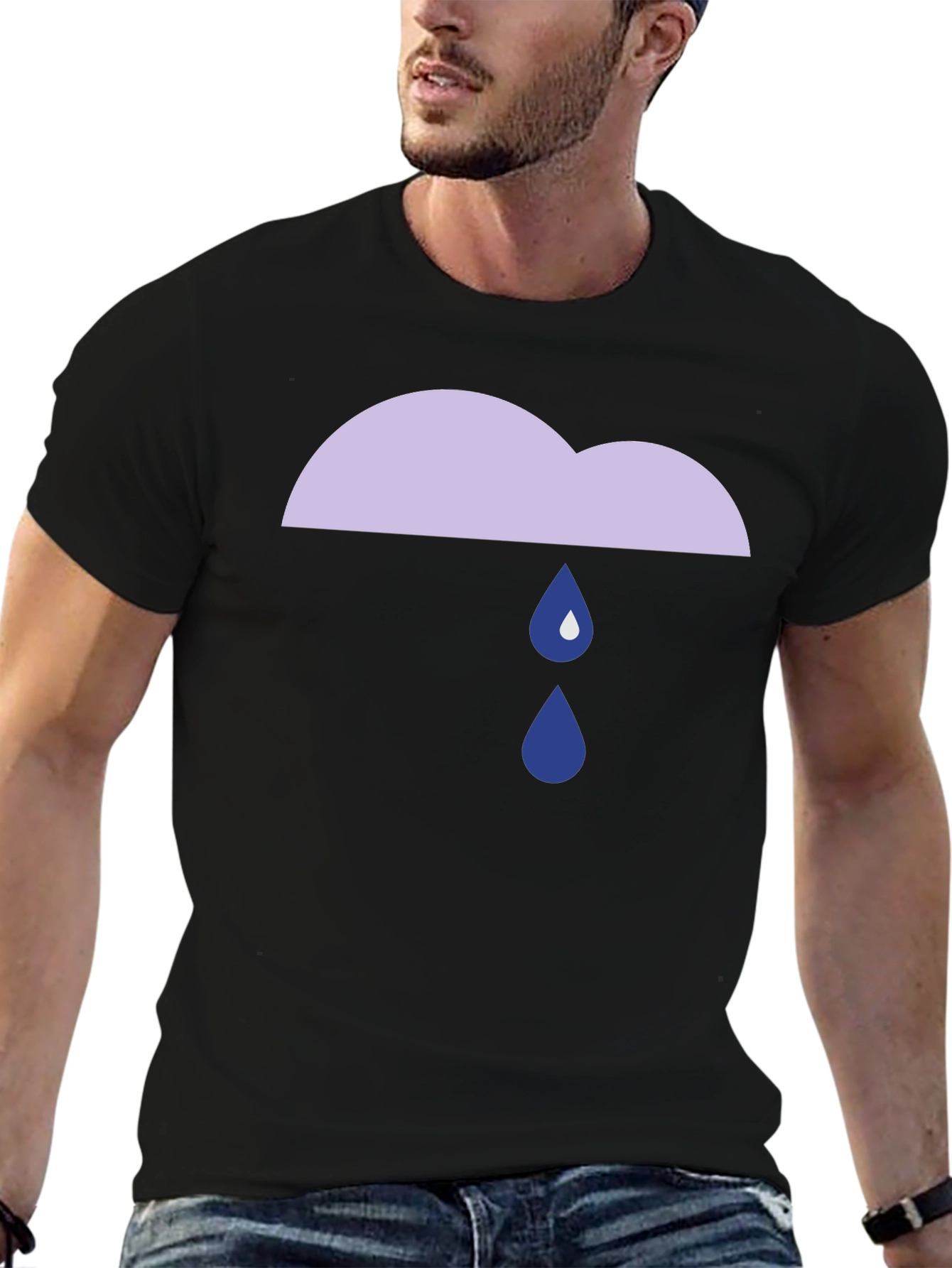 Rainy Cloud Graphic Tee - Black Cotton T-Shirt