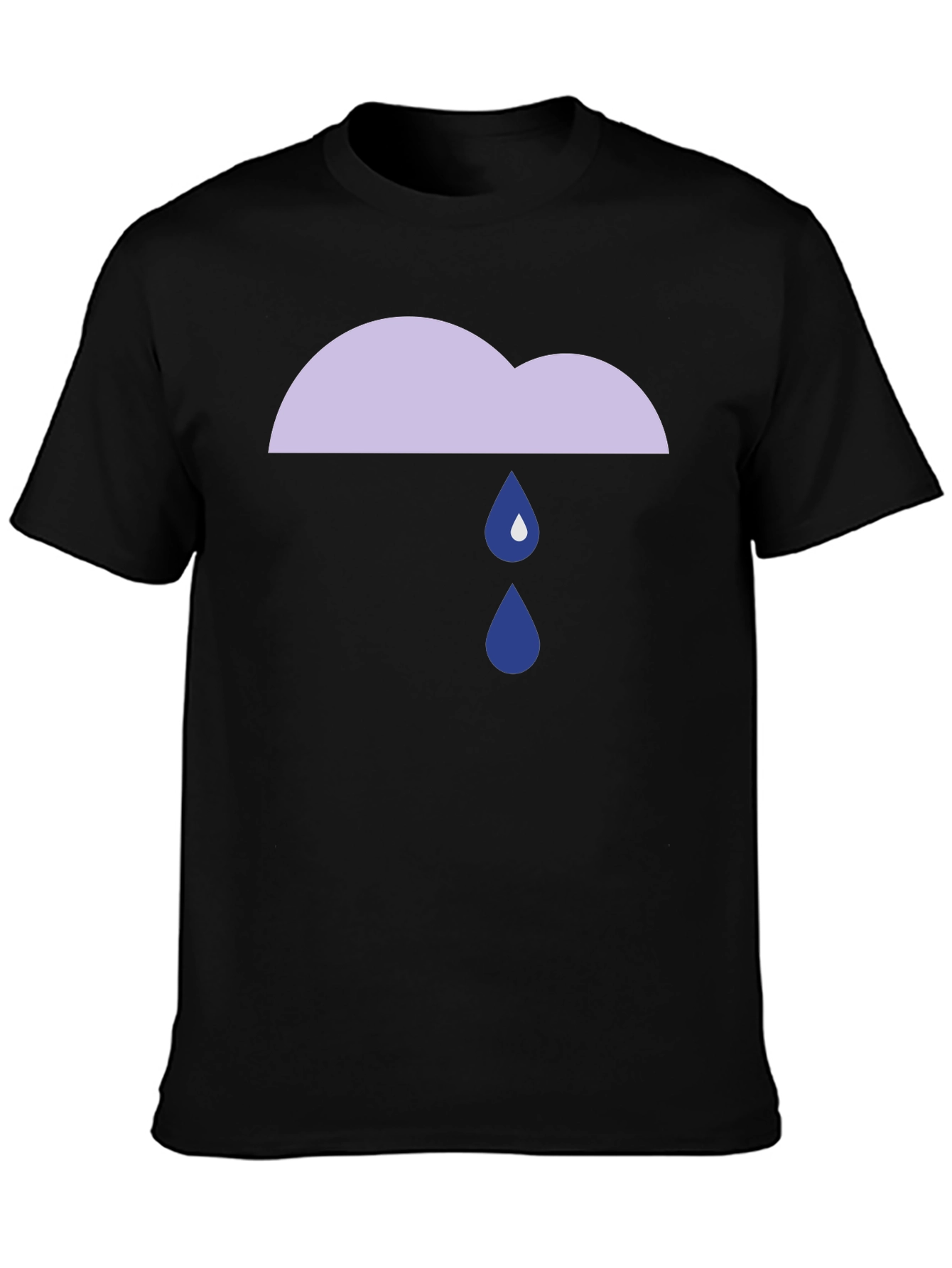 Rainy Cloud Graphic Tee - Black Cotton T-Shirt
