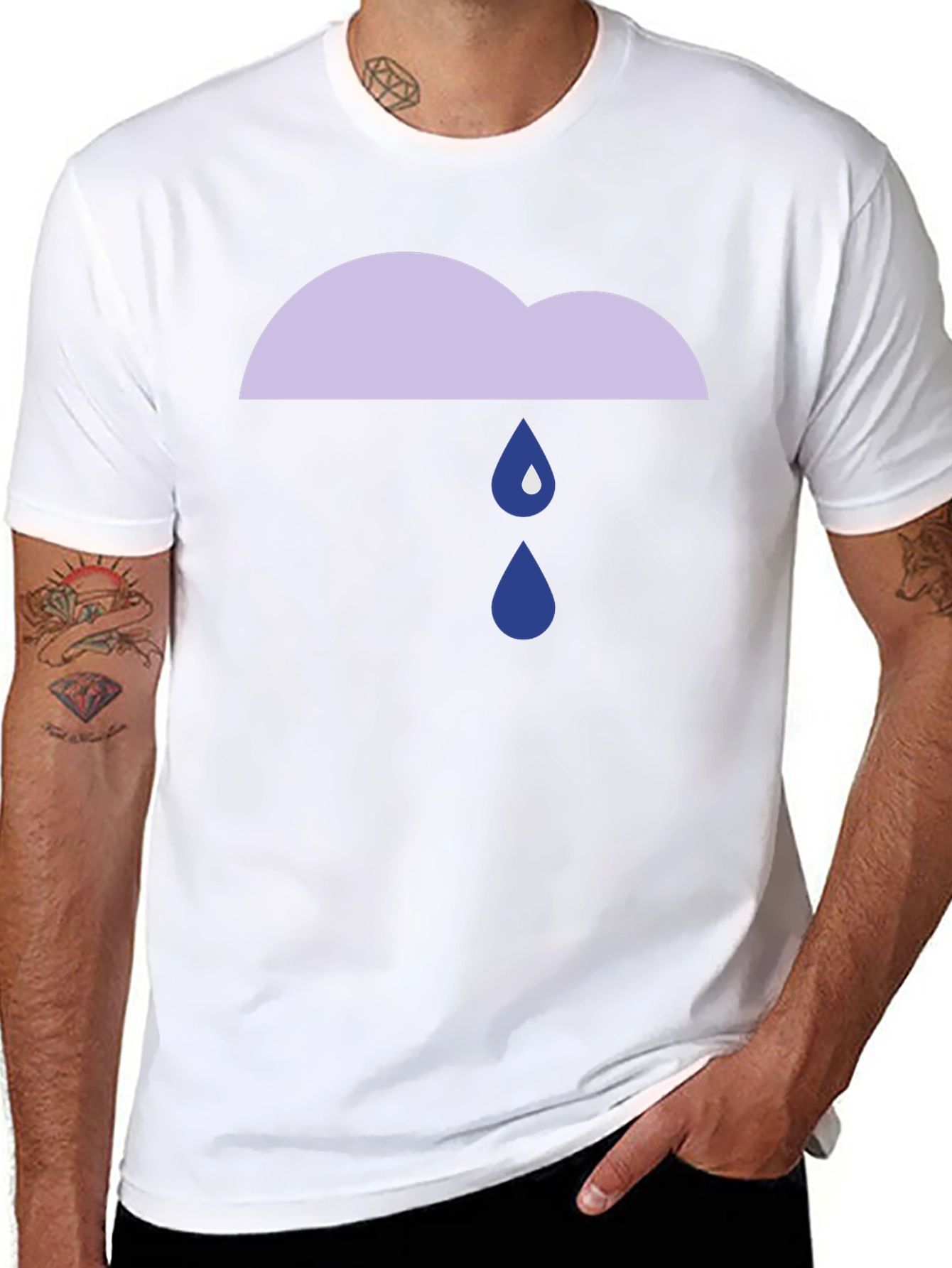 Rainy Cloud Graphic Tee - Black Cotton T-Shirt