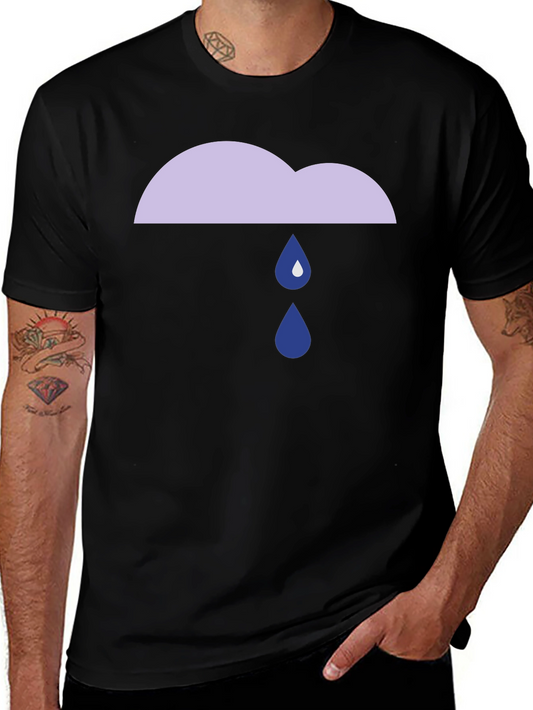 Rainy Cloud Graphic Tee - Black Cotton T-Shirt