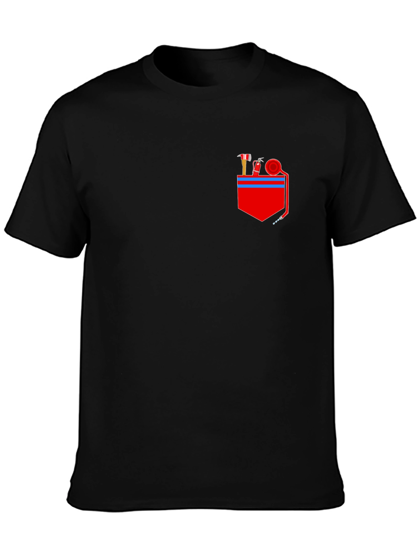 Firefighter Pocket Graphic Tee - Black Cotton Blend