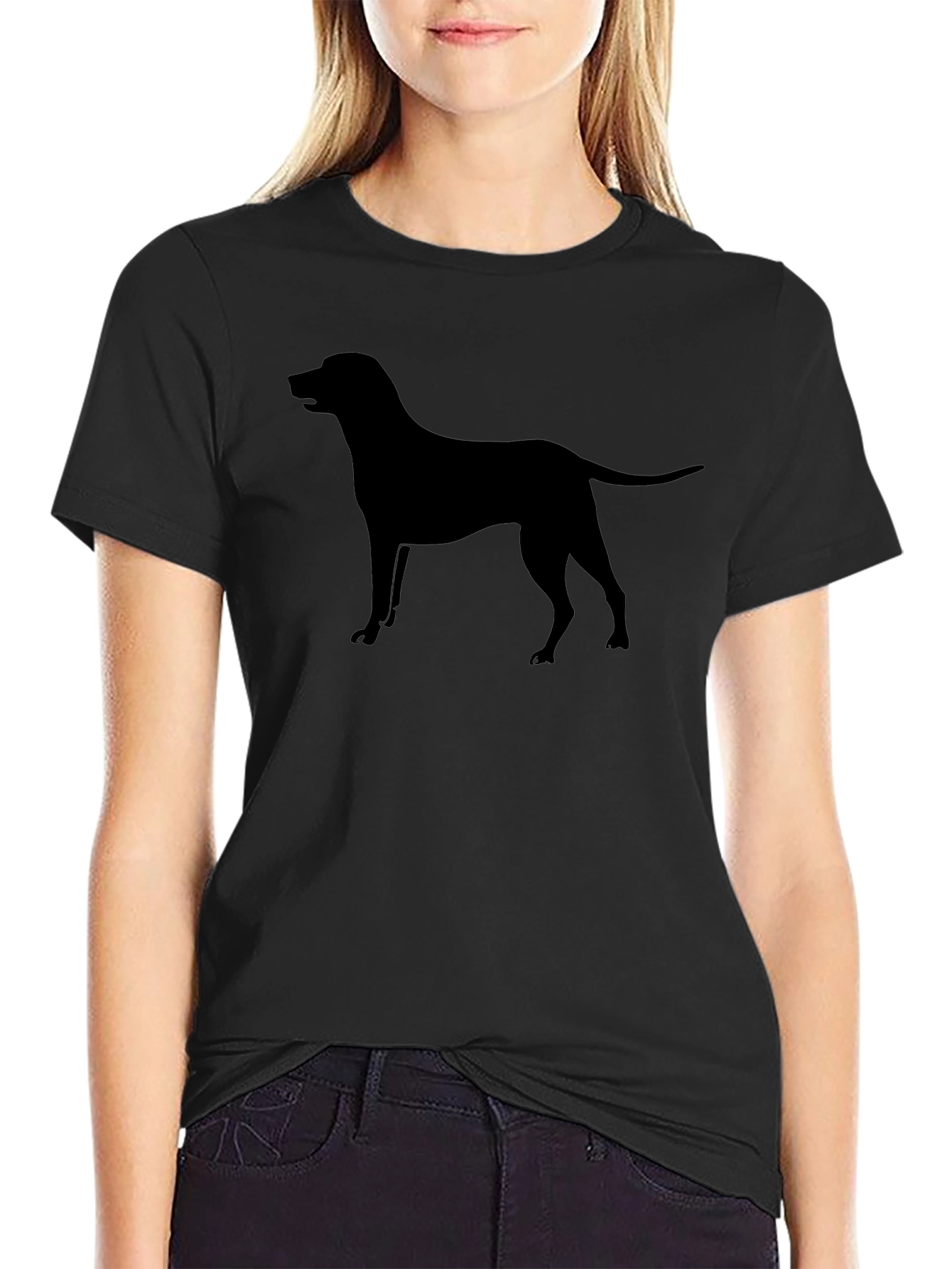 Dog Silhouette Tee - Black Cotton T-Shirt