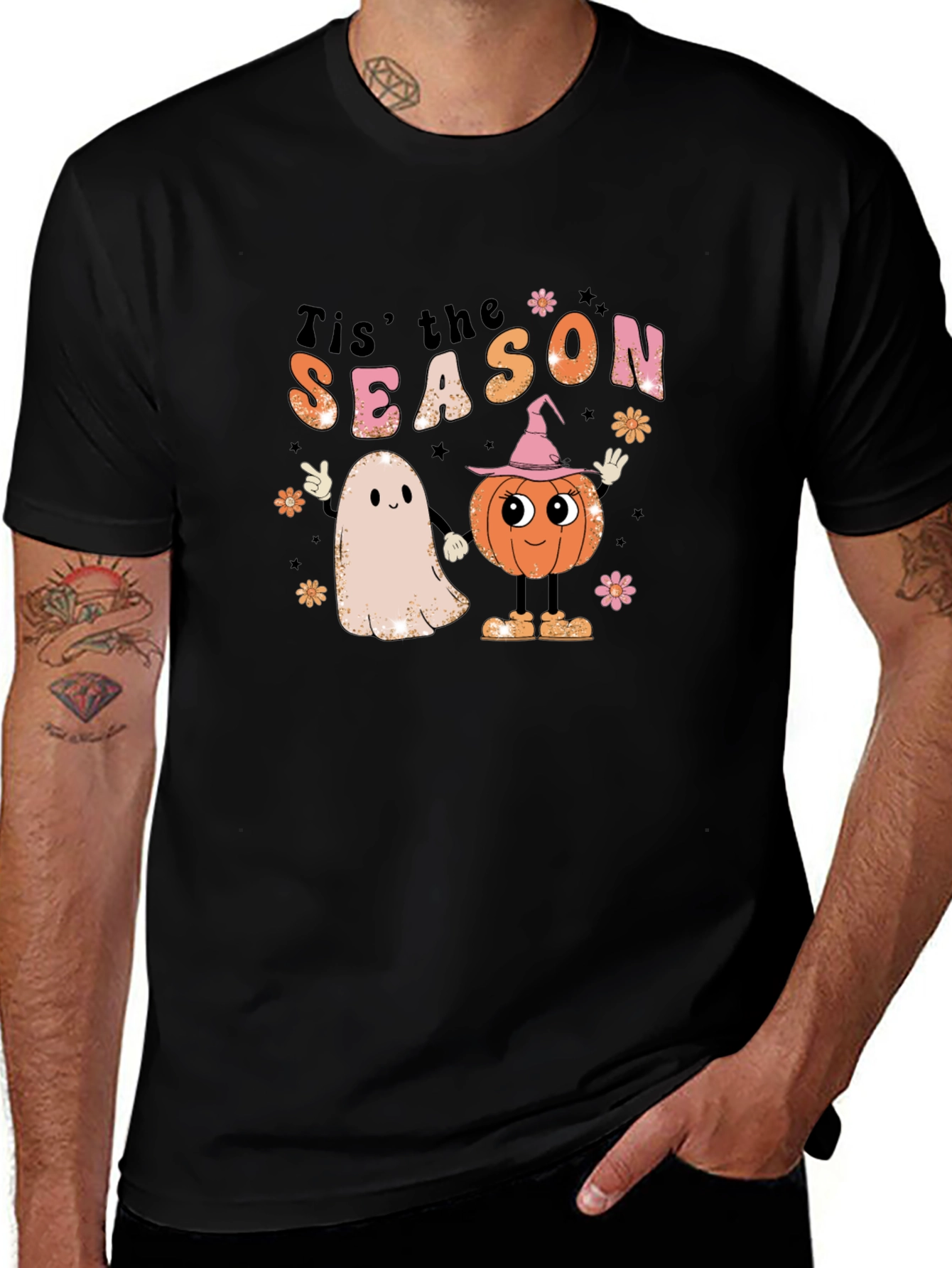 Retro Halloween T-Shirt: Tis the Season Ghost & Pumpkin