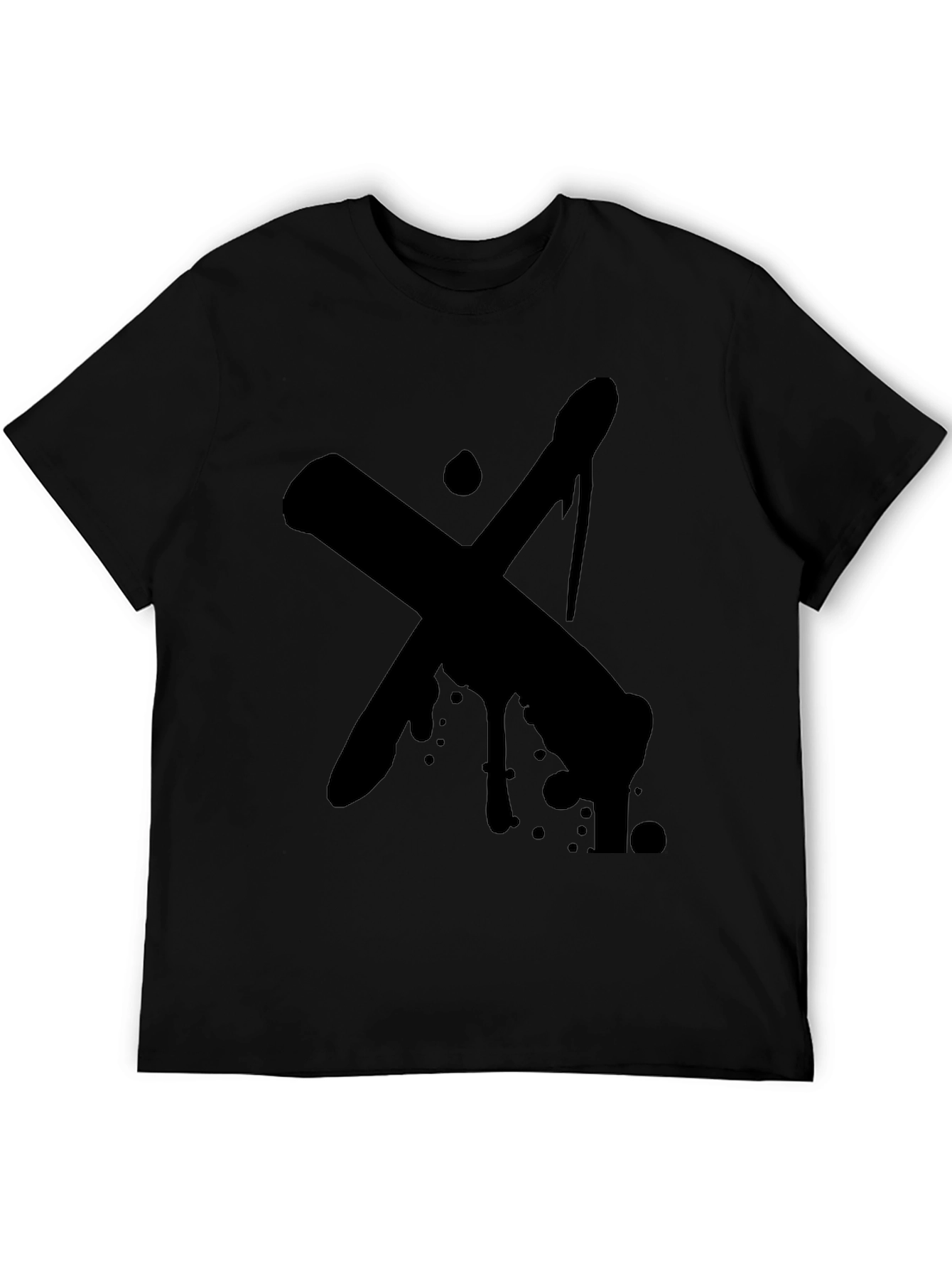 Bold Black X-Design Graphic Tee - Casual Style