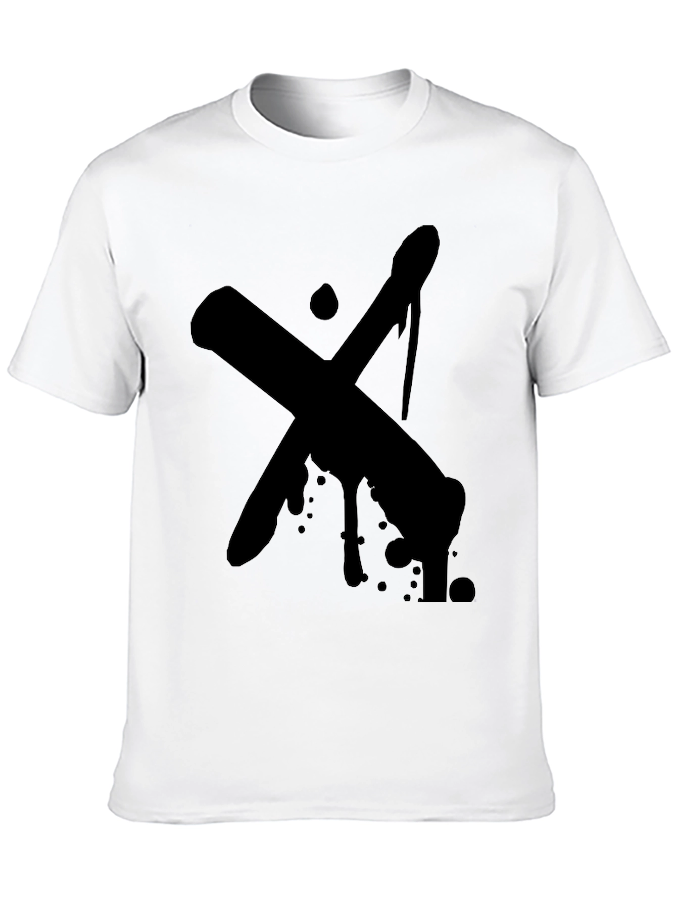 Bold Black X-Design Graphic Tee - Casual Style