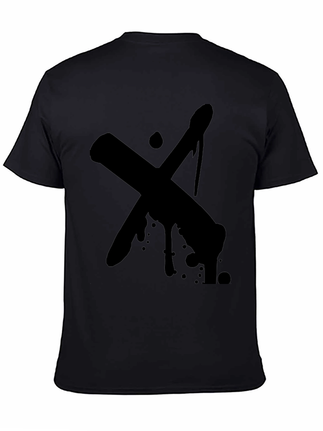 Bold Black X-Design Graphic Tee - Casual Style