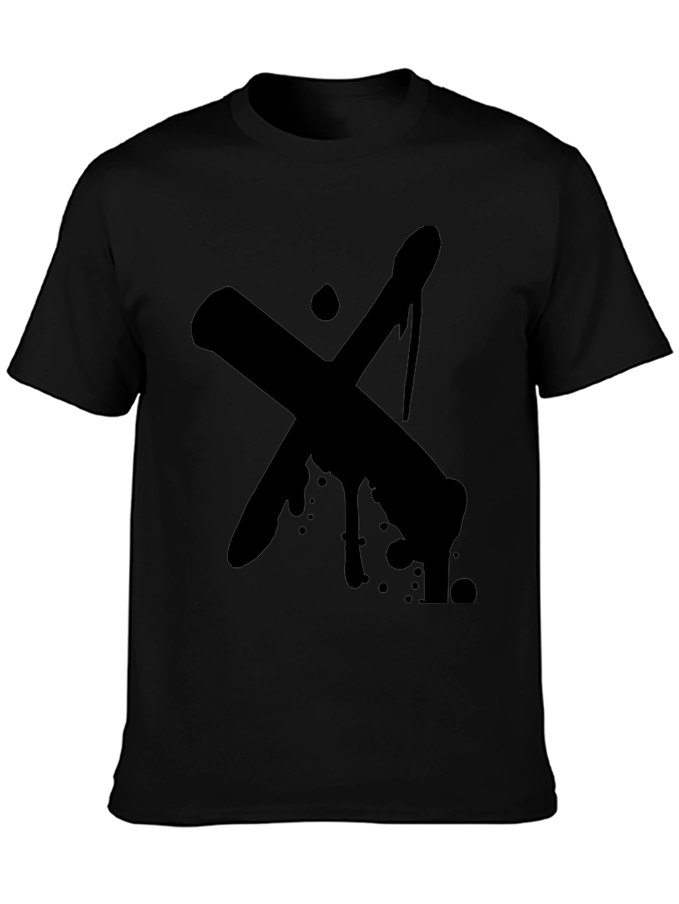 Bold Black X-Design Graphic Tee - Casual Style