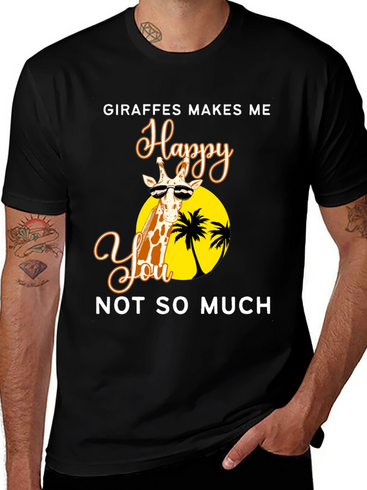 Giraffe Happy Tee - Unisex Novelty Graphic T-Shirt