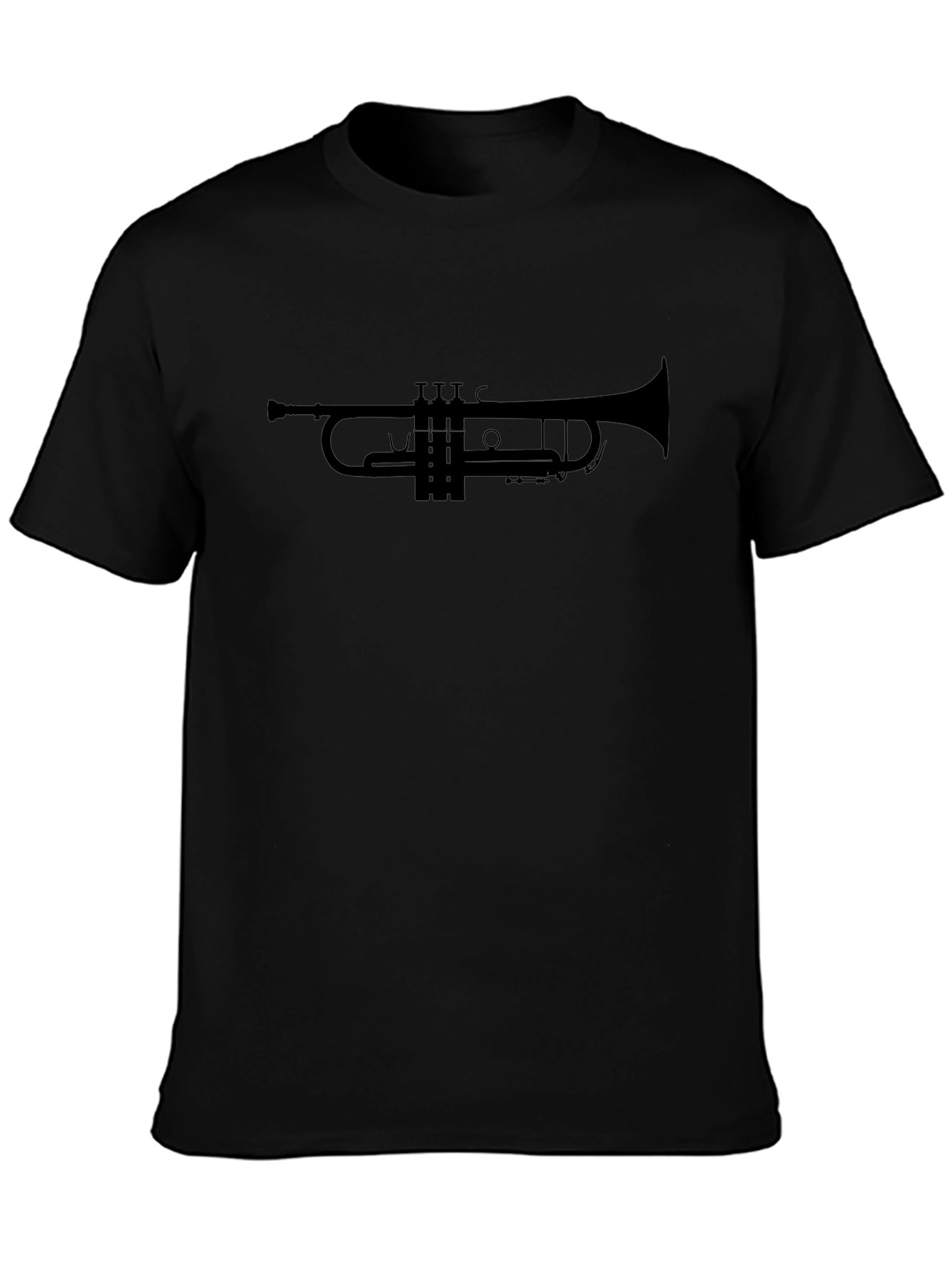 Trumpet Silhouette Graphic Tee - Musicians Black T-Shirt