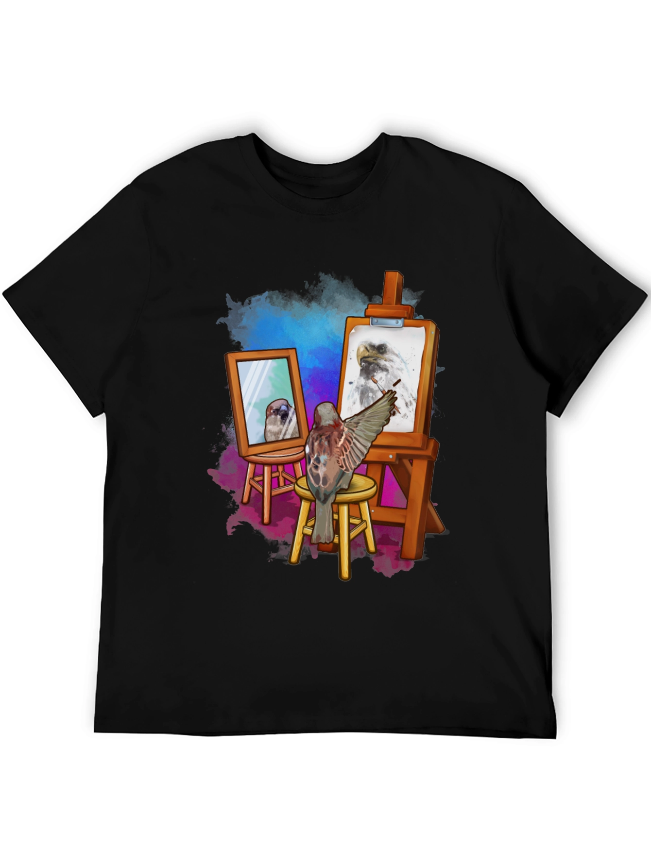 Artist Bird Graphic T-Shirt - Creative Bird Art