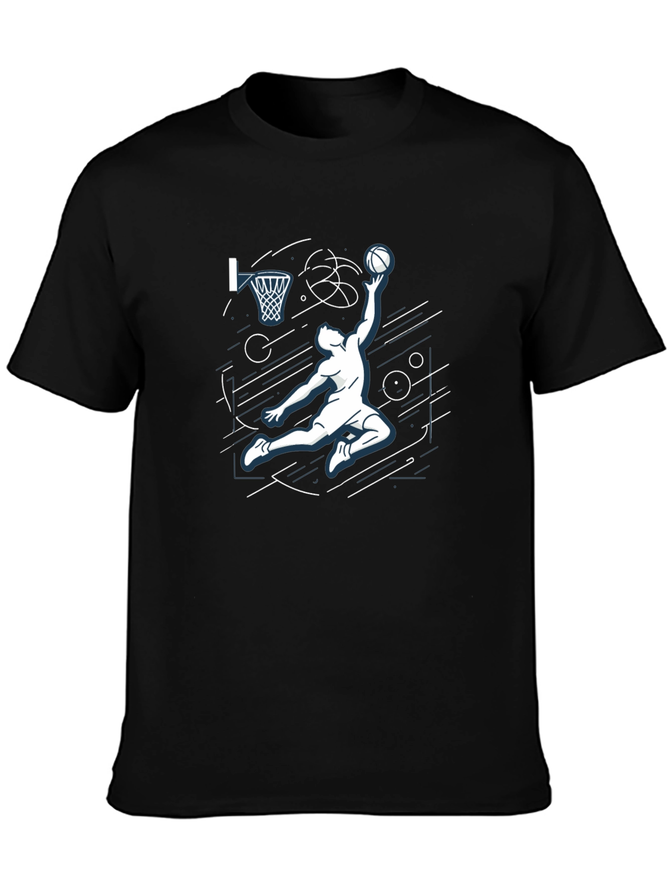 Basketball Dunk Graphic Tee - Black Cotton T-Shirt