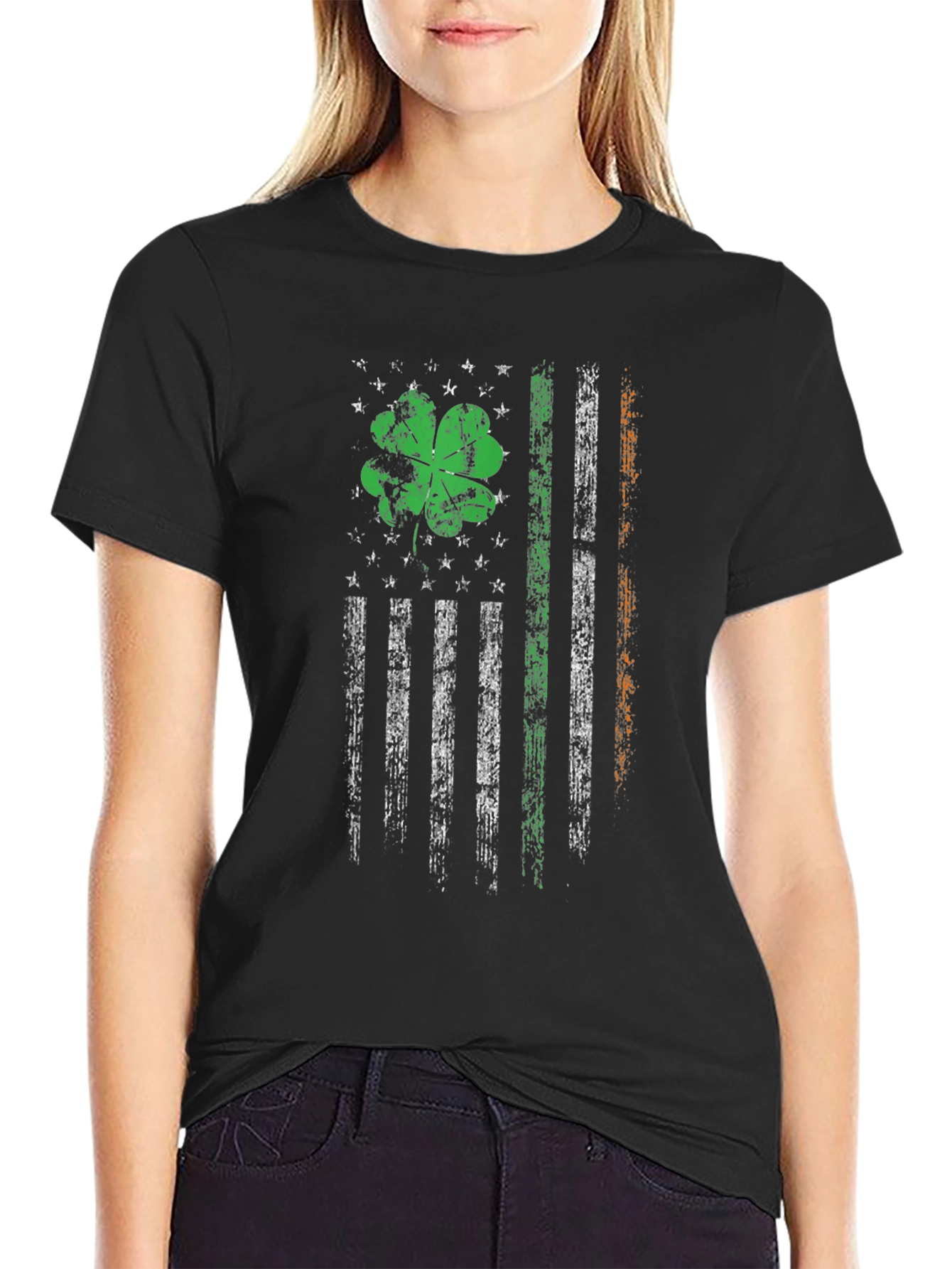 Irish-American Flag Clover Graphic Tee