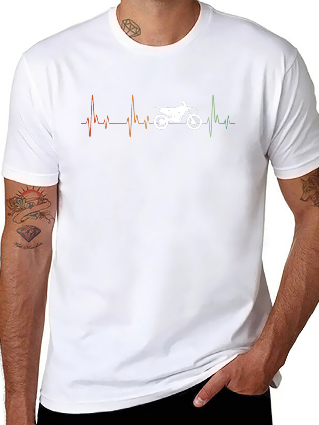 Motorcycle Heartbeat Graphic T-Shirt - Ride On!