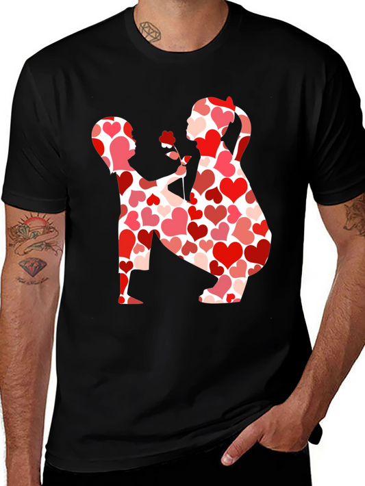 Heart Pattern Valentines Day Couple T-Shirt