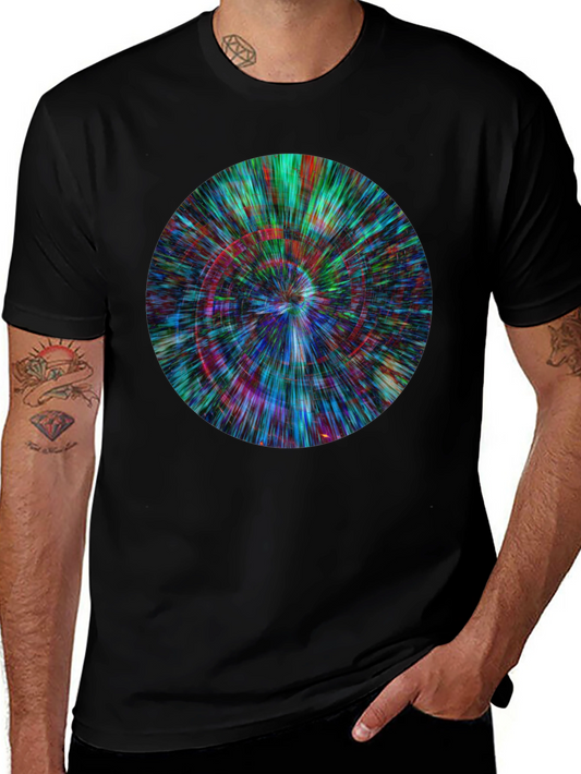 Abstract Circle Design Black T-Shirt