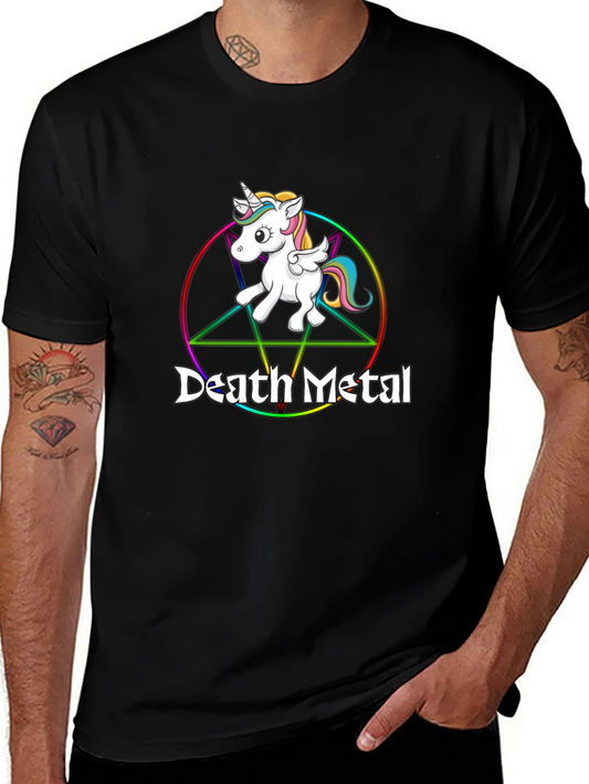 Death Metal Unicorn T-Shirt - Rainbow Pentagram