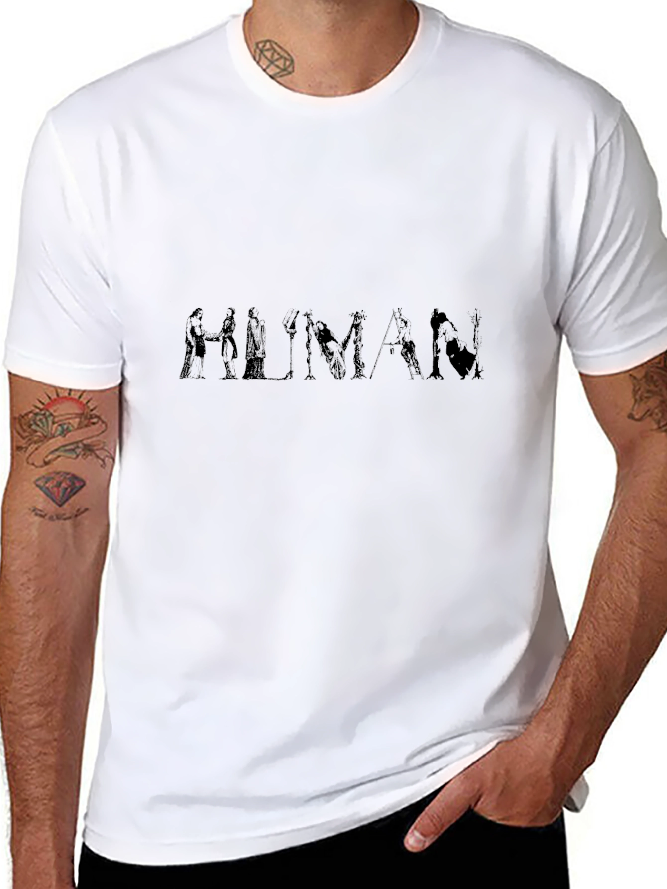 Human Silhouette Graphic Black T-Shirt