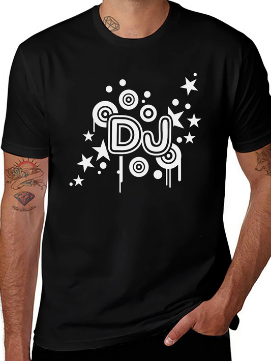 DJ Stars Black T-Shirt - Cool Music Design