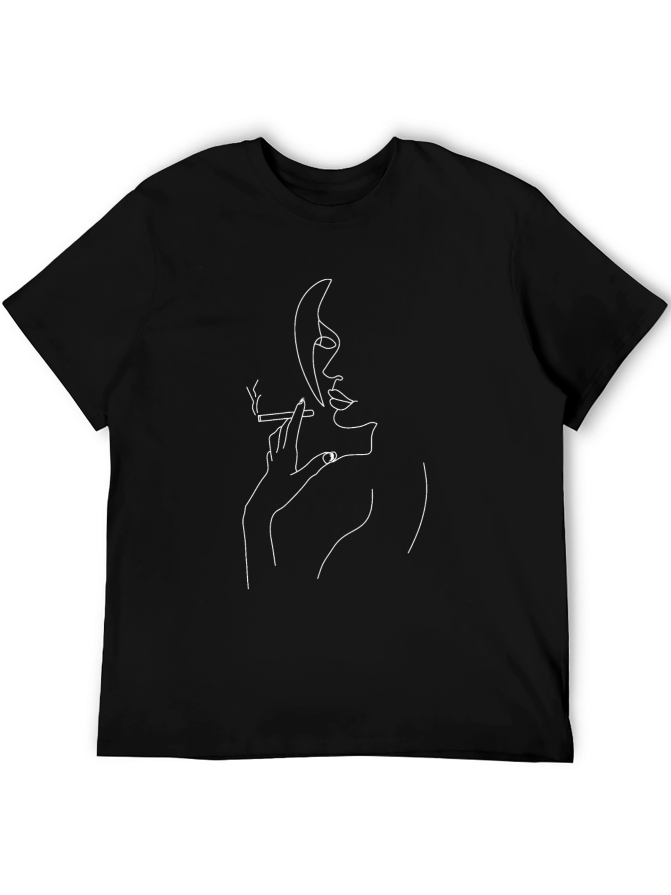 Abstract Smoker Graphic Tee - Unisex Black Cotton T-Shirt