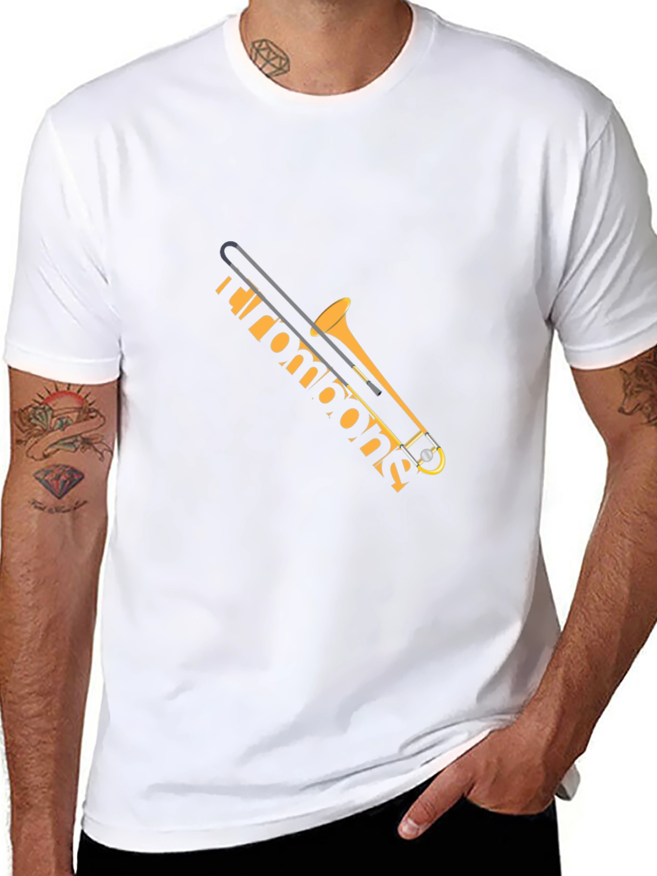 Trombone Graphic Tee - Black Musical Instrument T-Shirt