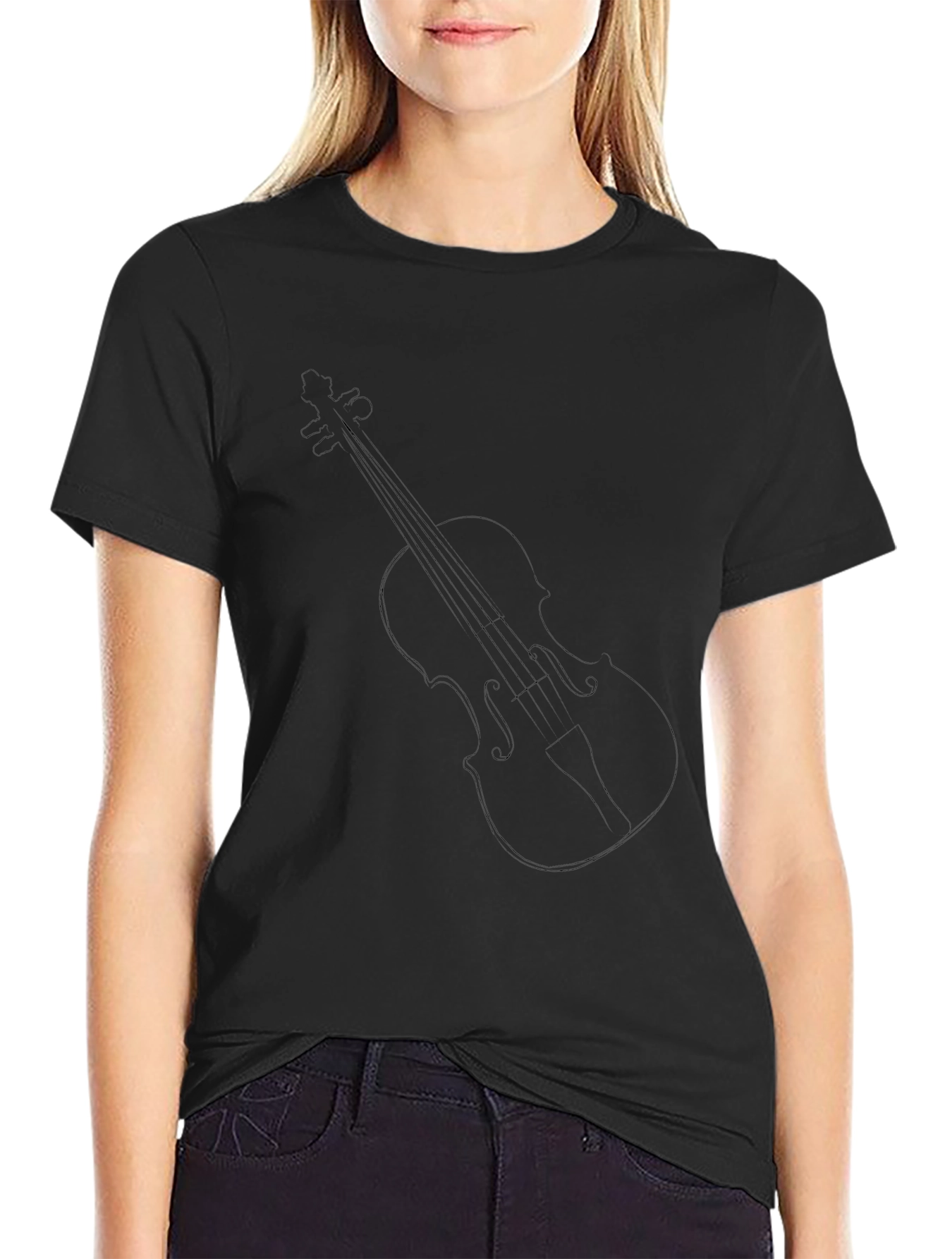 Violin Graphic Tee - Black