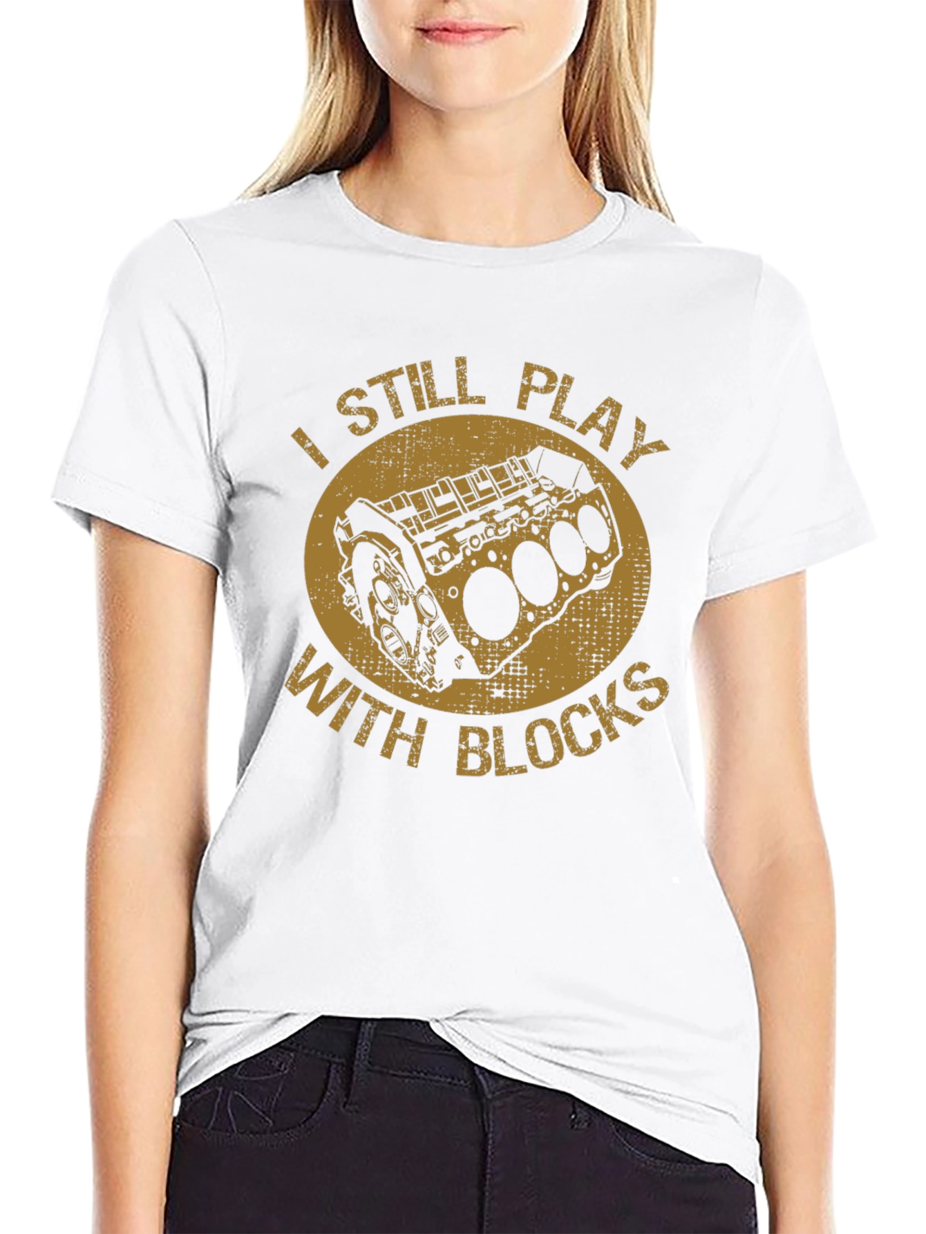 I Still Play With Blocks Black T-Shirt