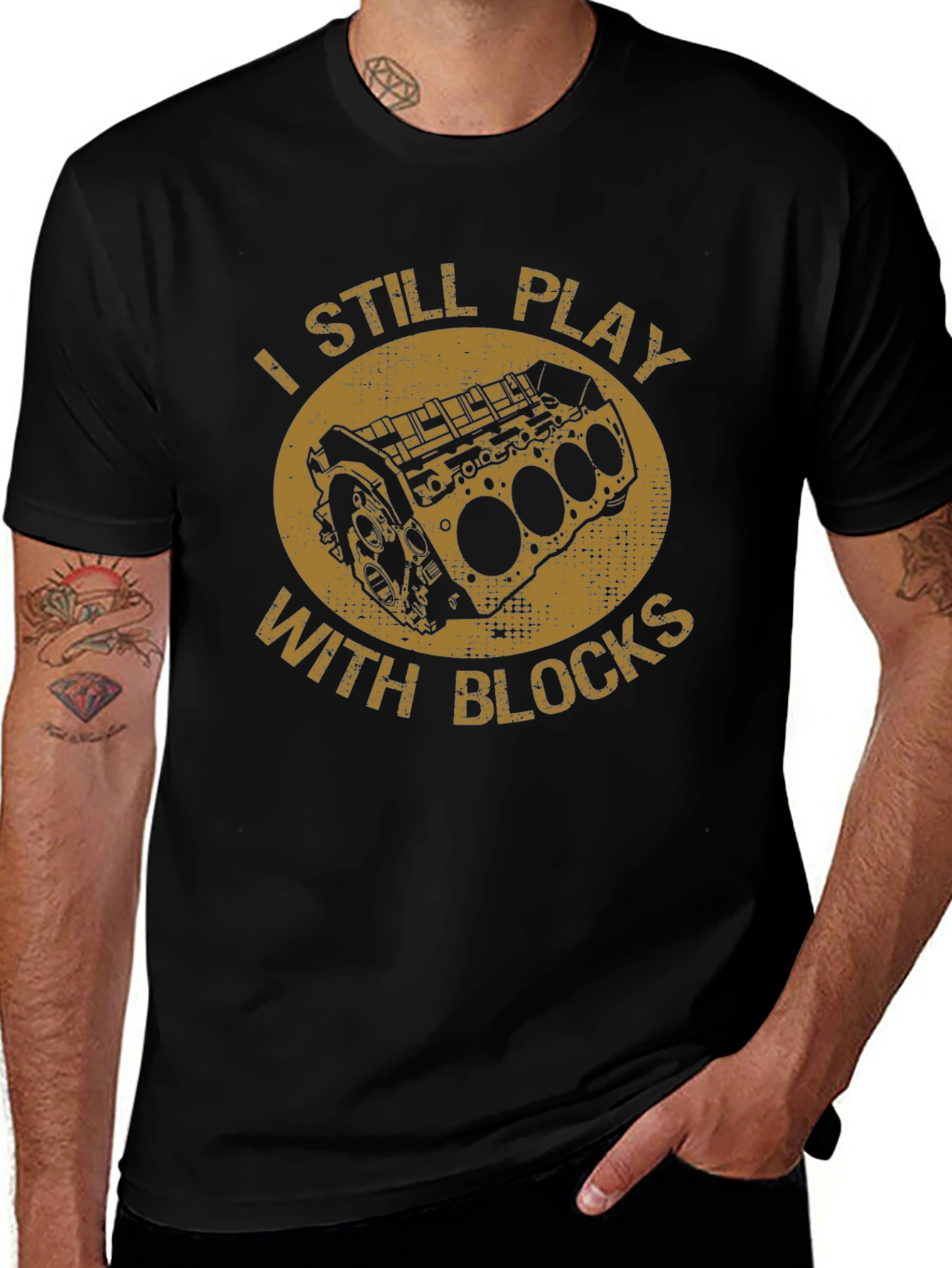 I Still Play With Blocks Black T-Shirt
