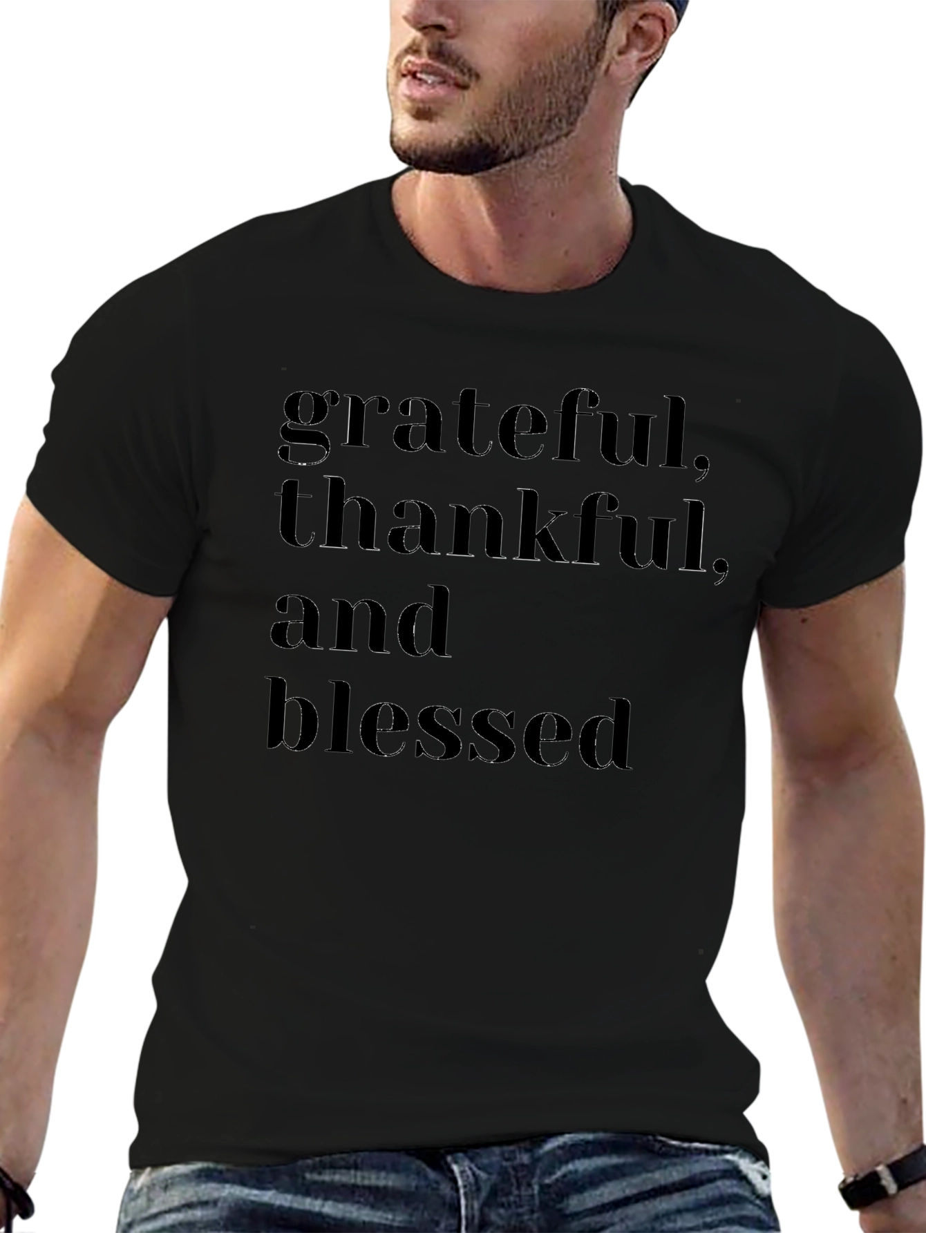 Grateful Thankful Blessed Black T-Shirt