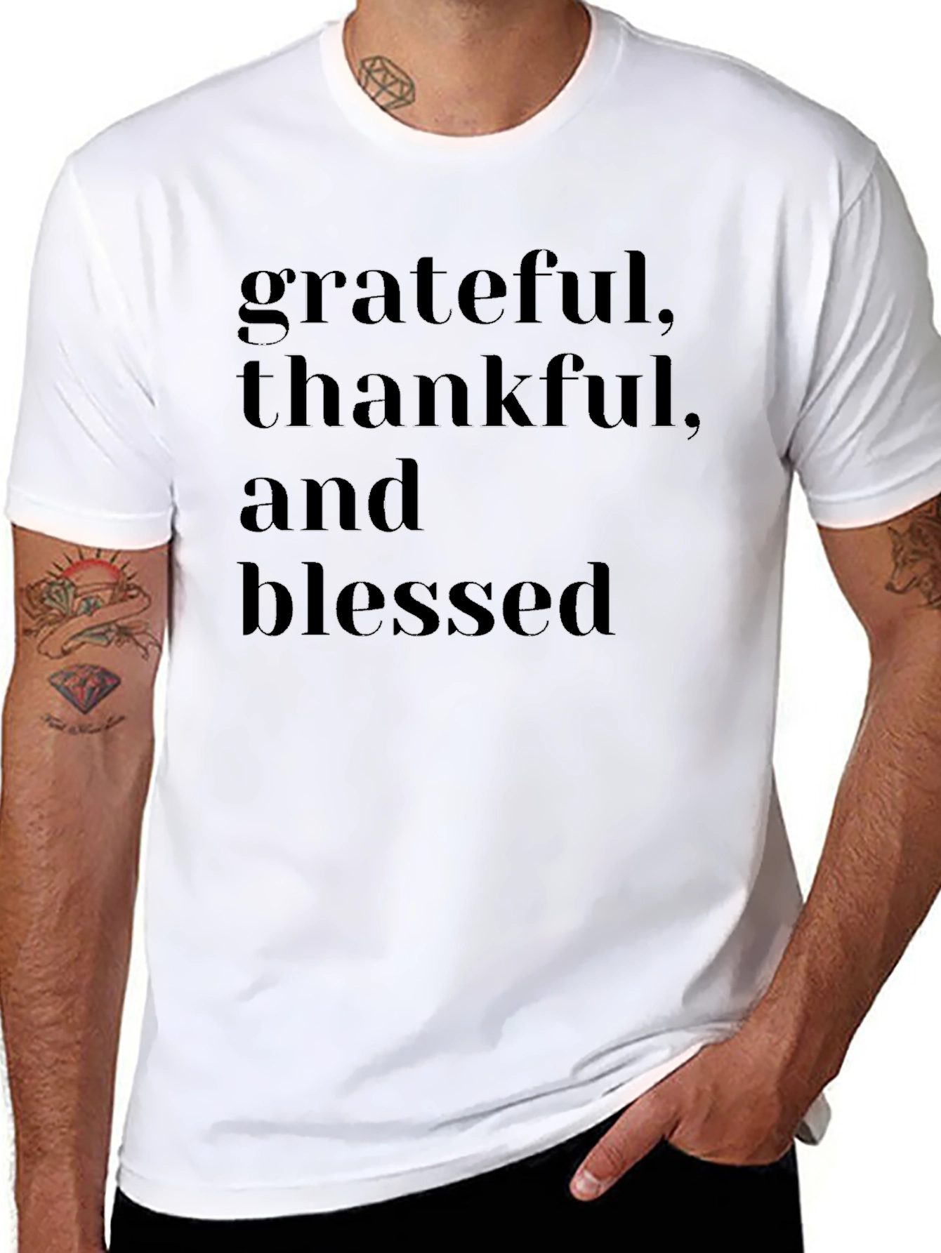 Grateful Thankful Blessed Black T-Shirt