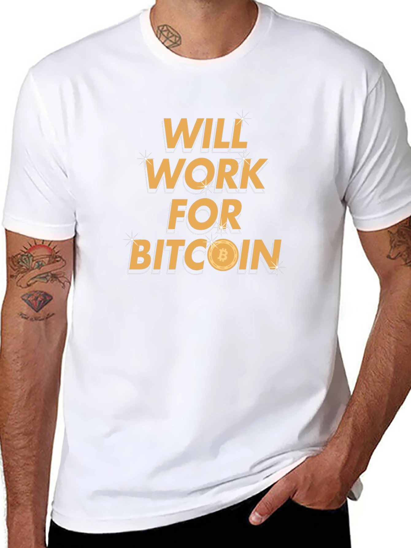 Will Work For Bitcoin Black T-Shirt