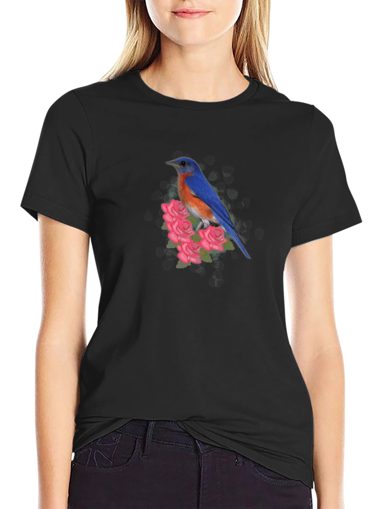 Bird & Roses Graphic Tee - Soft Cotton Blend