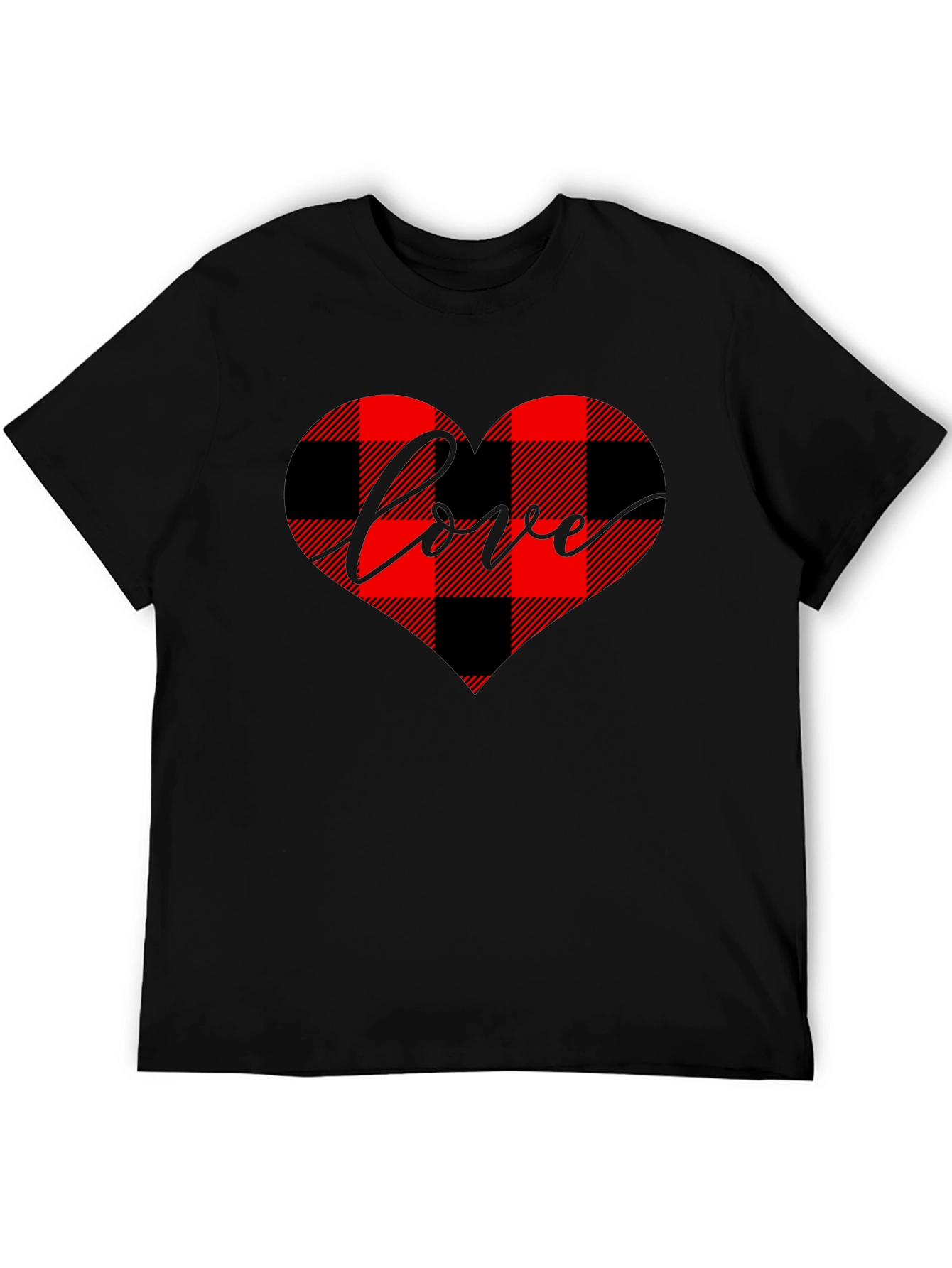 Buffalo Plaid Heart Love Graphic Tee